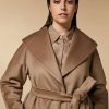 Vetements Marina Rinaldi | Manteau En Drap De Pure Laine Sable