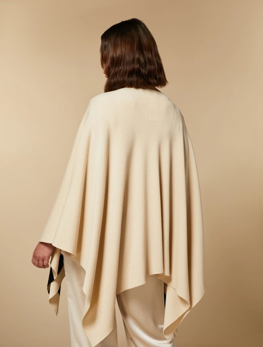 Vetements Marina Rinaldi | Cape En Laine Melangee Blanc