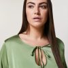 Vetements Marina Rinaldi | Blouse En Satin Martele Vert