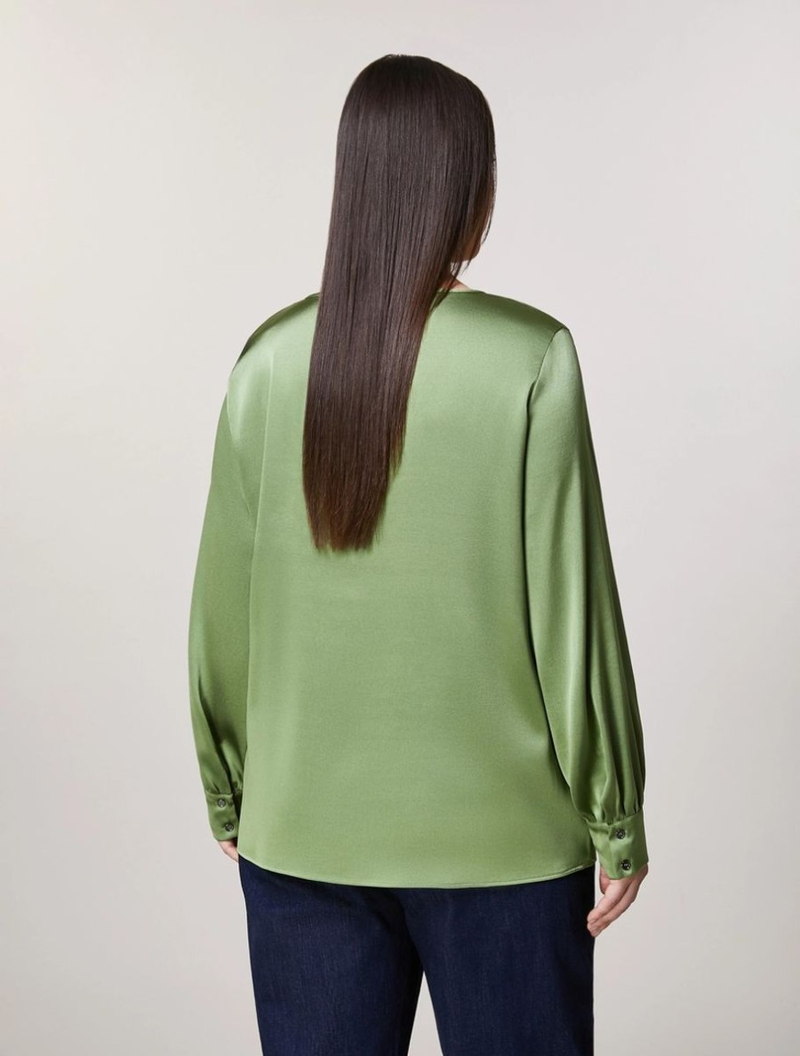 Vetements Marina Rinaldi | Blouse En Satin Martele Vert