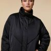 Vetements Marina Rinaldi | Doudoune Avec Col En Satin Duchesse Noir