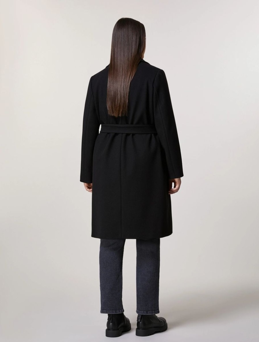 Vetements Marina Rinaldi | Manteau Compact En Jersey Noir