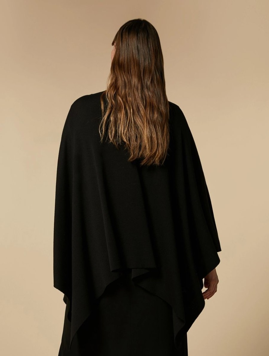 Vetements Marina Rinaldi | Cape En Laine Melangee Noir