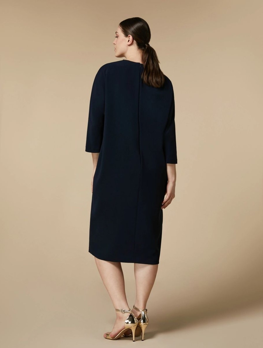 Vetements Marina Rinaldi | Robe En Triacetate Marine Fonce