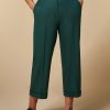 Vetements Marina Rinaldi | Pantalon En Gabardine De Laine Technique Vert Fonce