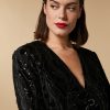 Vetements Marina Rinaldi | Veste En Velours Stretch Noir