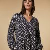 Vetements Marina Rinaldi | Robe En Jersey Imprime Marine Fonce