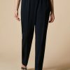 Vetements Marina Rinaldi | Pantalon Classique En Cady De Triacetate Bleu Nuit