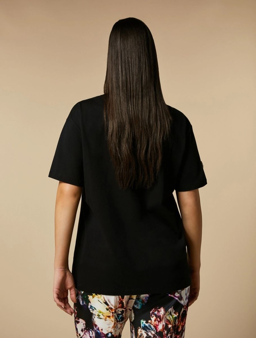 Vetements Marina Rinaldi | T-Shirt En Jersey Brode Noir