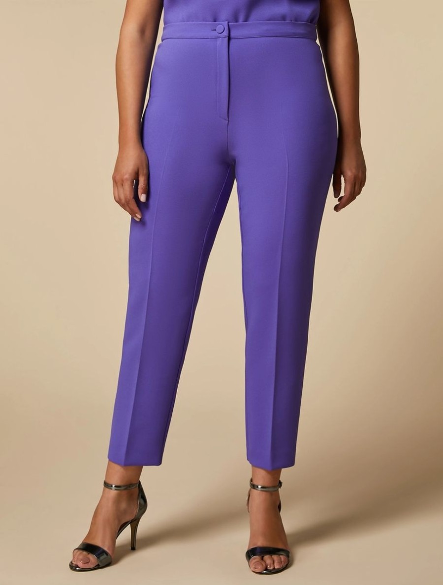 Vetements De Ceremonie Marina Rinaldi | Pantalon Cigarette En Crepe Violet