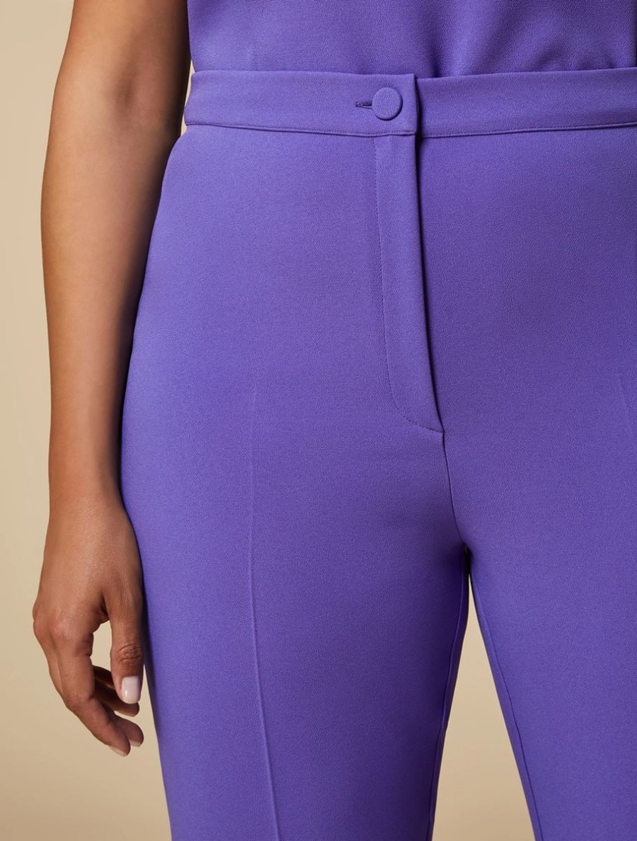 Vetements De Ceremonie Marina Rinaldi | Pantalon Cigarette En Crepe Violet