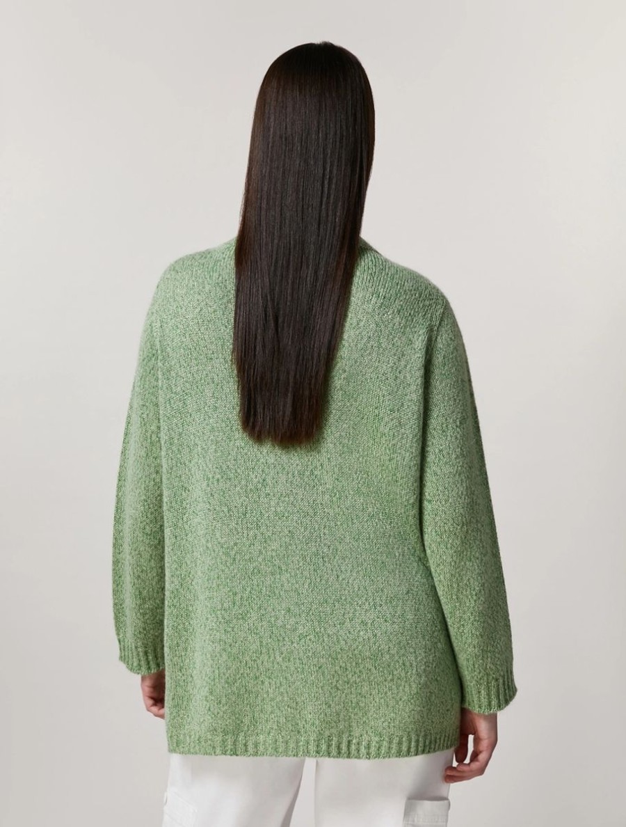 Vetements Marina Rinaldi | Cardigan En Melange De Lurex Et Mohair Vert