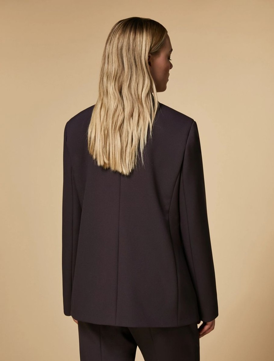 Vetements Marina Rinaldi | Veste Blazer En Crepe Stretch Violet