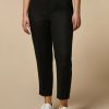 Vetements Marina Rinaldi | Pantalon En Lin Teint En Fil Noir