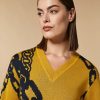 Vetements Marina Rinaldi | Pull En Laine Melangee Jacquard Moutarde