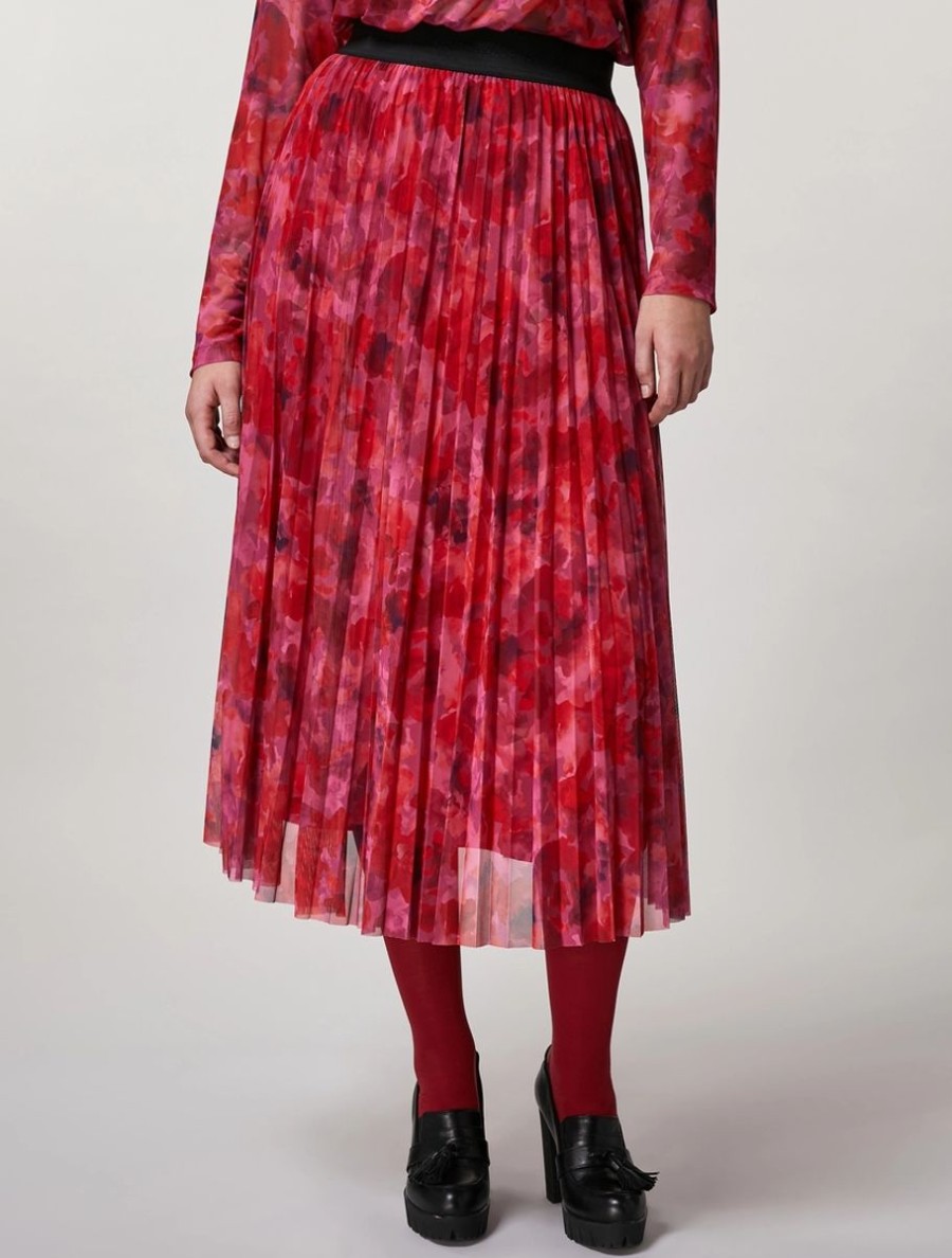 Vetements Marina Rinaldi | Jupe En Tulle Imprime Rouge