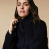 Vetements Marina Rinaldi | Veste Double Face En Laine Melangee Bleu Nuit