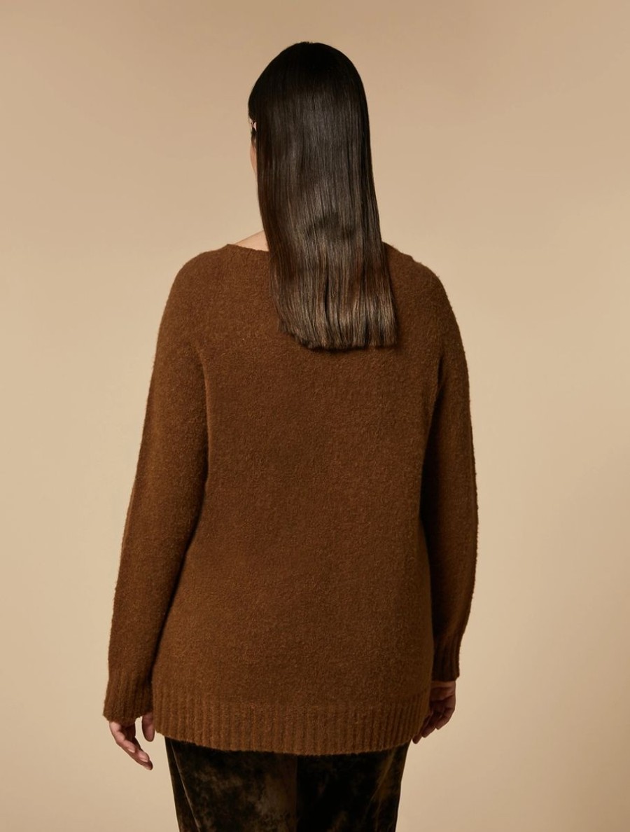 Vetements Marina Rinaldi | Pull En Alpaga Melange Brun