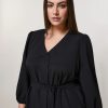 Vetements Marina Rinaldi | Robe En Crepe De Chine Noir