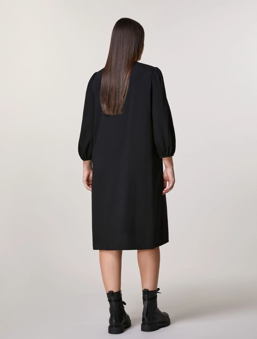 Vetements Marina Rinaldi | Robe En Crepe De Chine Noir