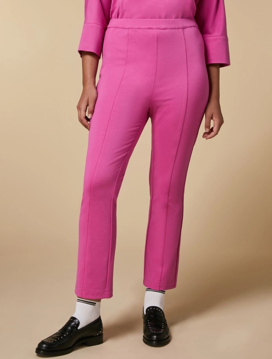 Vetements Marina Rinaldi | Pantalon Raccourci En Jersey Fuchsia