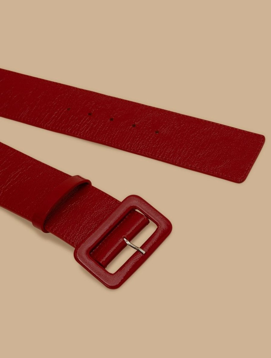 Accessoires Marina Rinaldi | Ceinture En Cuir Verni Rouge