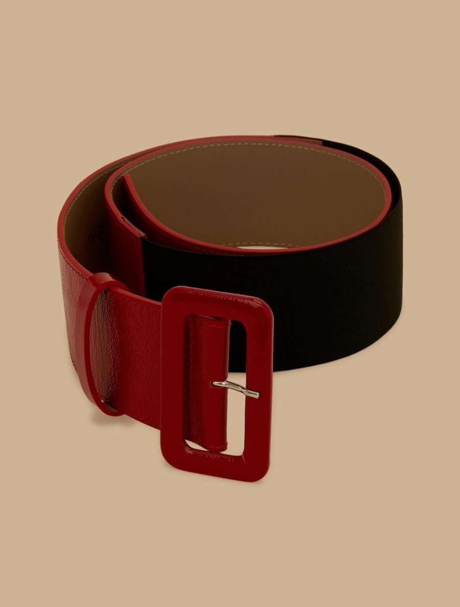 Accessoires Marina Rinaldi | Ceinture En Cuir Verni Rouge