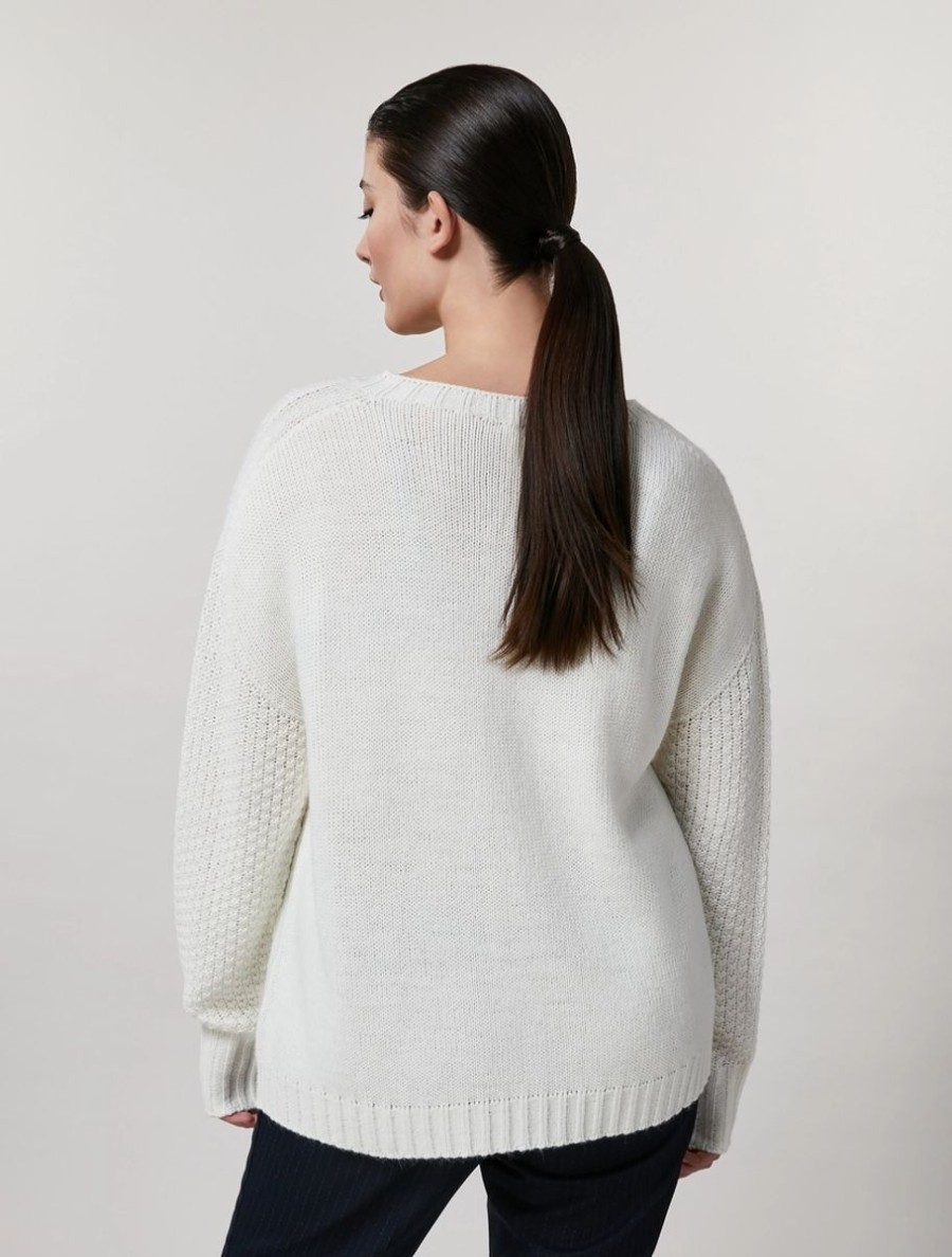 Vetements Marina Rinaldi | Pull En Laine, Viscose Et Alpaga Blanc