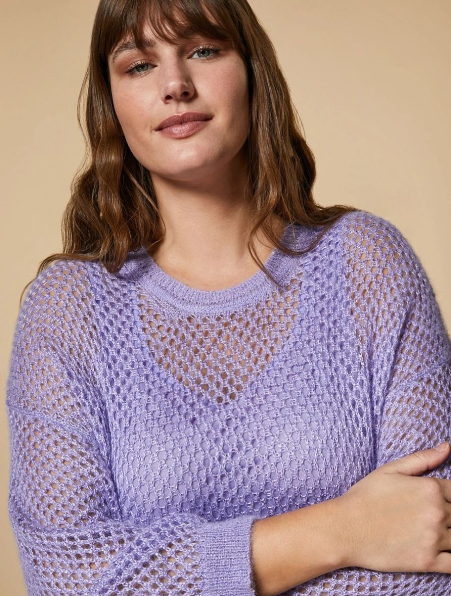 Vetements Marina Rinaldi | Pull En Alpaga Melange Lilas