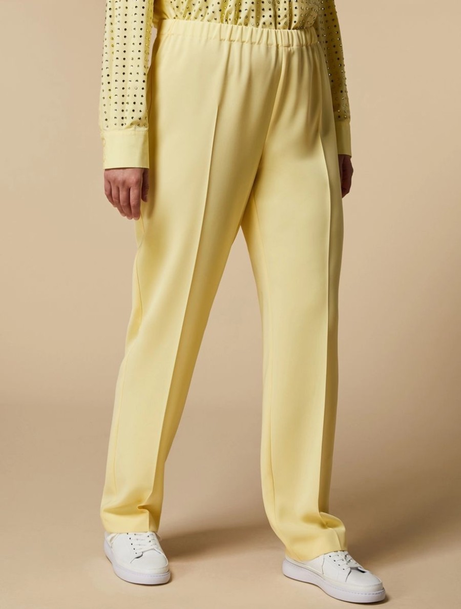 Vetements Marina Rinaldi | Pantalon Classique En Cady De Triacetate Citron