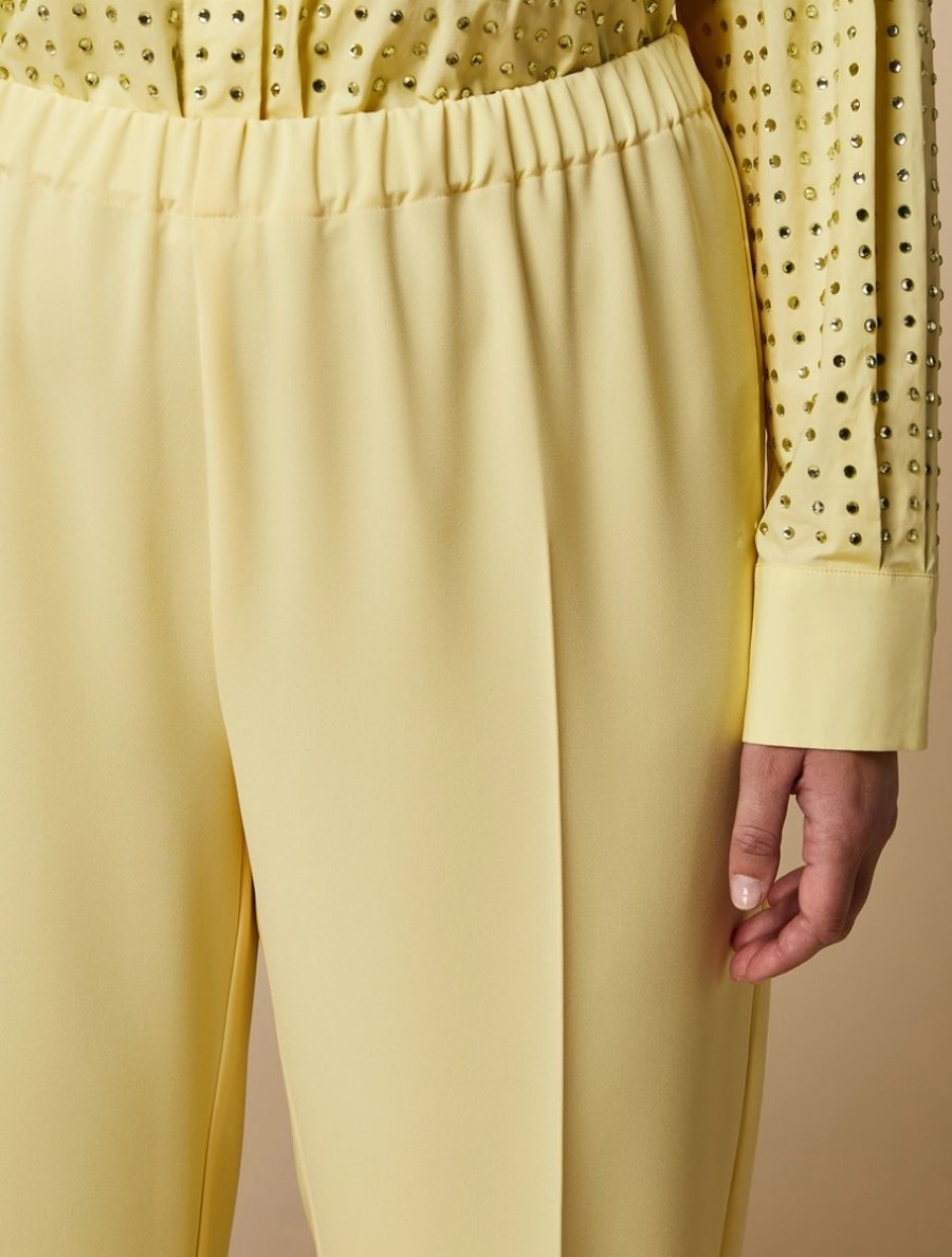 Vetements Marina Rinaldi | Pantalon Classique En Cady De Triacetate Citron