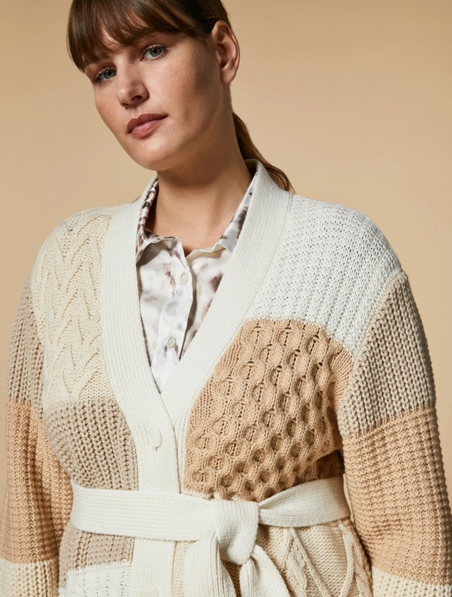 Vetements Marina Rinaldi | Cardigan En Laine Melangee Blanc