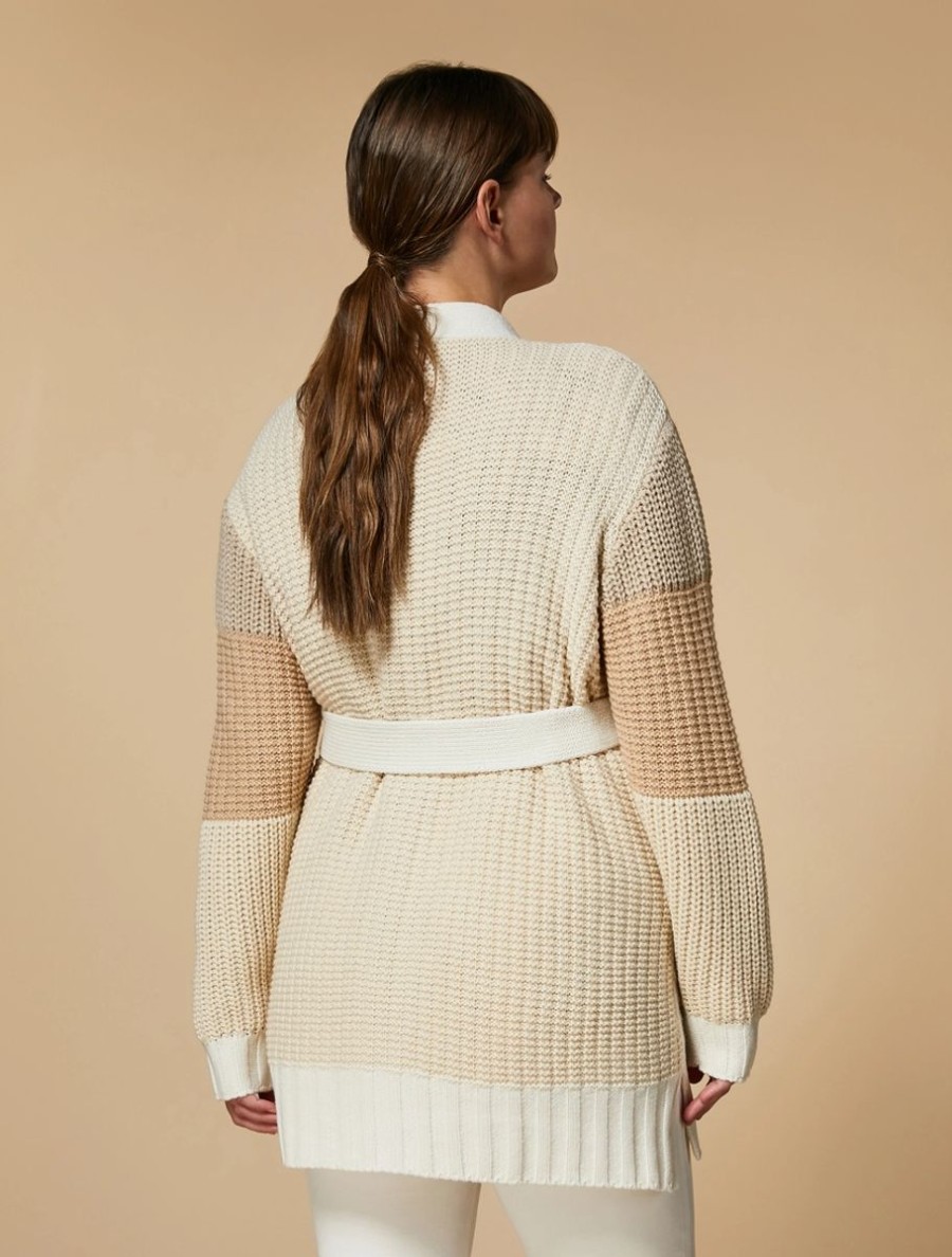 Vetements Marina Rinaldi | Cardigan En Laine Melangee Blanc