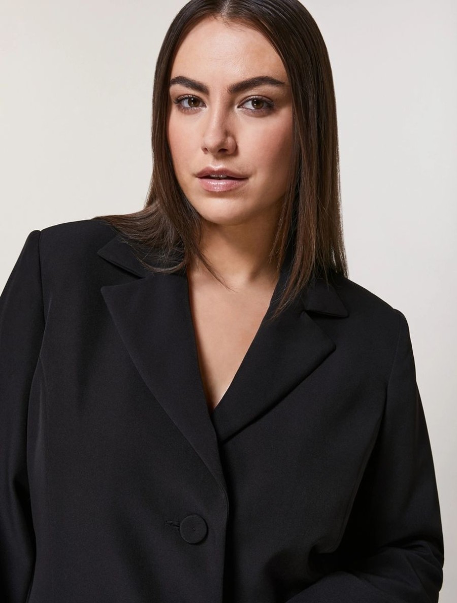 Vetements Marina Rinaldi | Veste En Tissu Extensible Noir