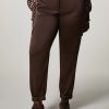 Vetements Marina Rinaldi | Pantalon En Satin Martele Marron Fonce