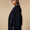 Vetements Marina Rinaldi | Manteau En Cady De Triacetate Bleu Nuit