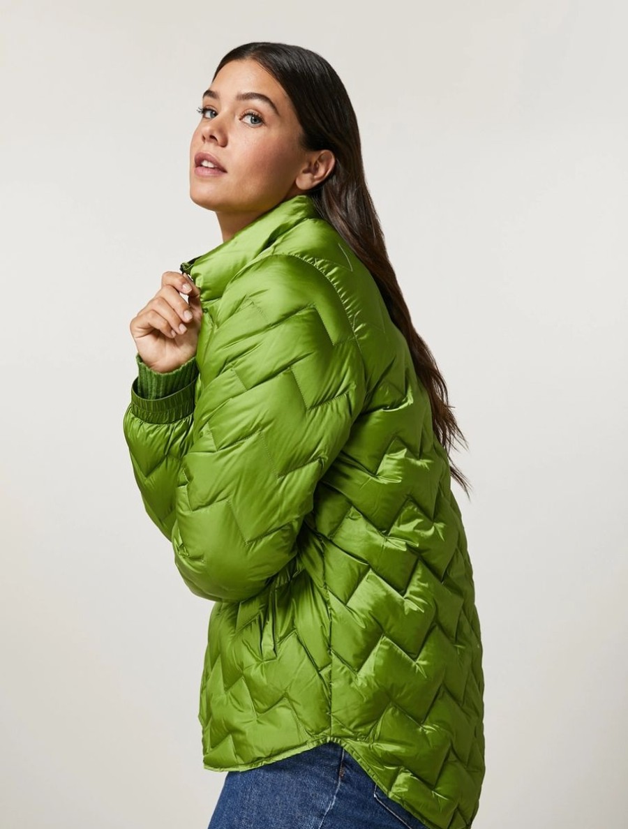 Vetements Marina Rinaldi | Doudoune En Nylon Brillant Vert