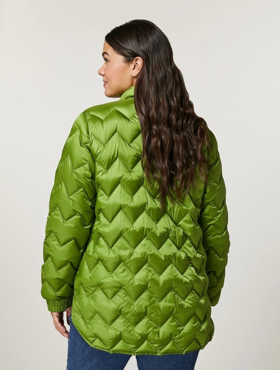 Vetements Marina Rinaldi | Doudoune En Nylon Brillant Vert