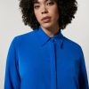 Vetements Marina Rinaldi | Chemise En Tissu Fluide Bleu De Chine