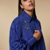 Vetements De Ceremonie Marina Rinaldi | Tunique En Taffetas Brode Bleuet