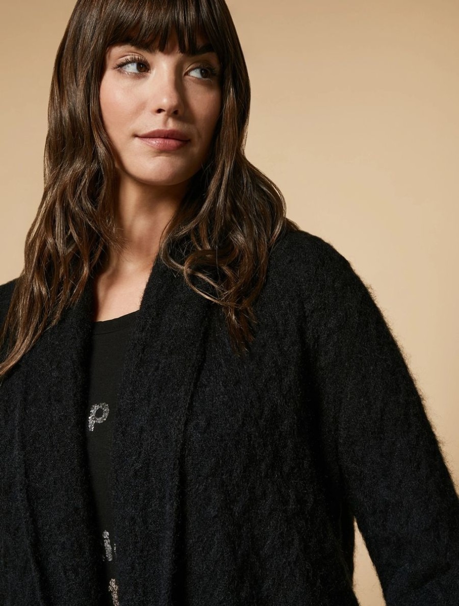 Vetements Marina Rinaldi | Cardigan En Mohair Et Laine Noir