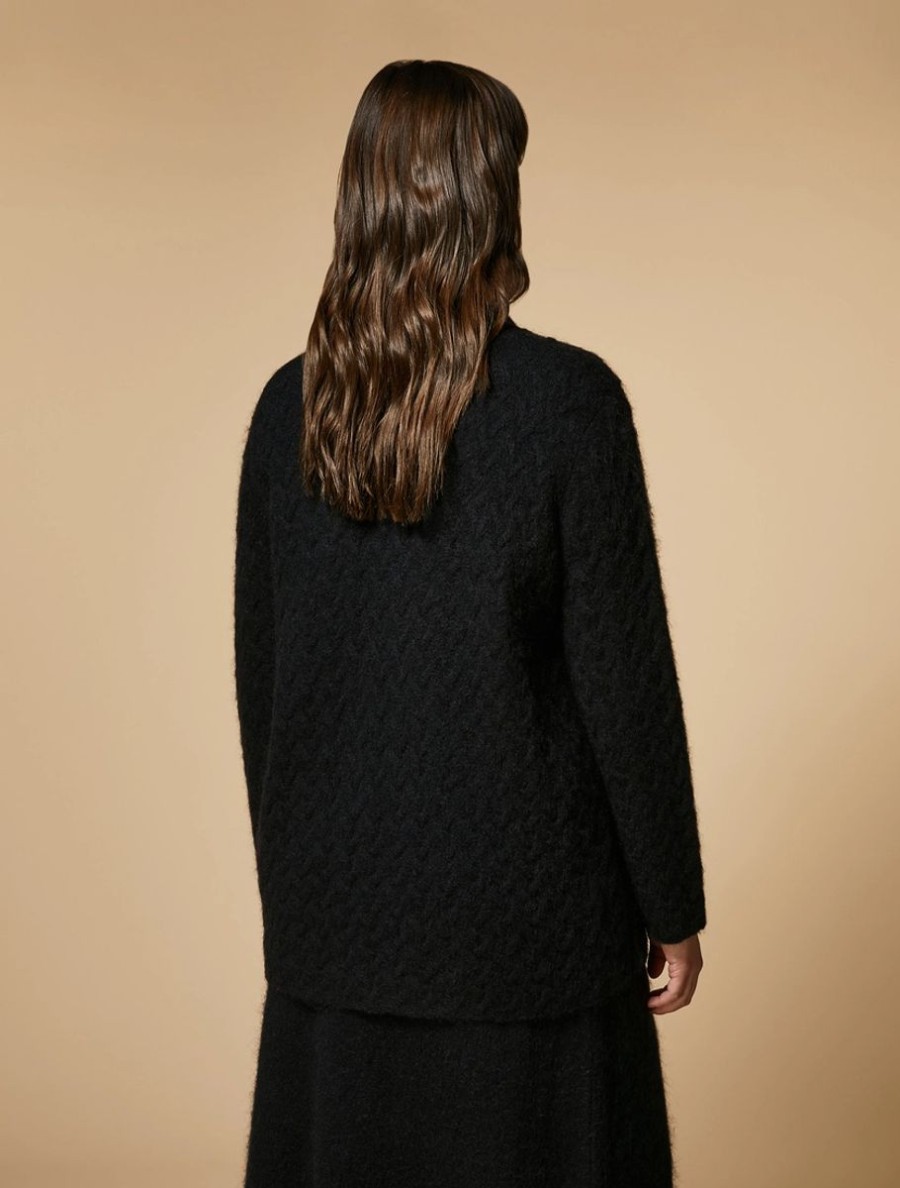 Vetements Marina Rinaldi | Cardigan En Mohair Et Laine Noir