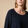 Vetements Marina Rinaldi | Chemisier En Soie Marine Fonce