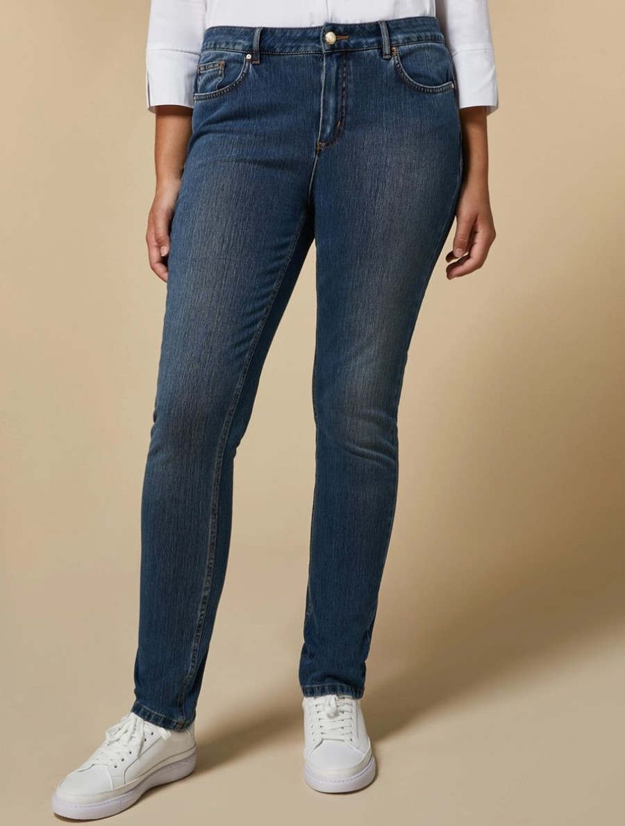 Vetements Marina Rinaldi | Jean Wonder Fit En Denim Jersey Bleu Ski