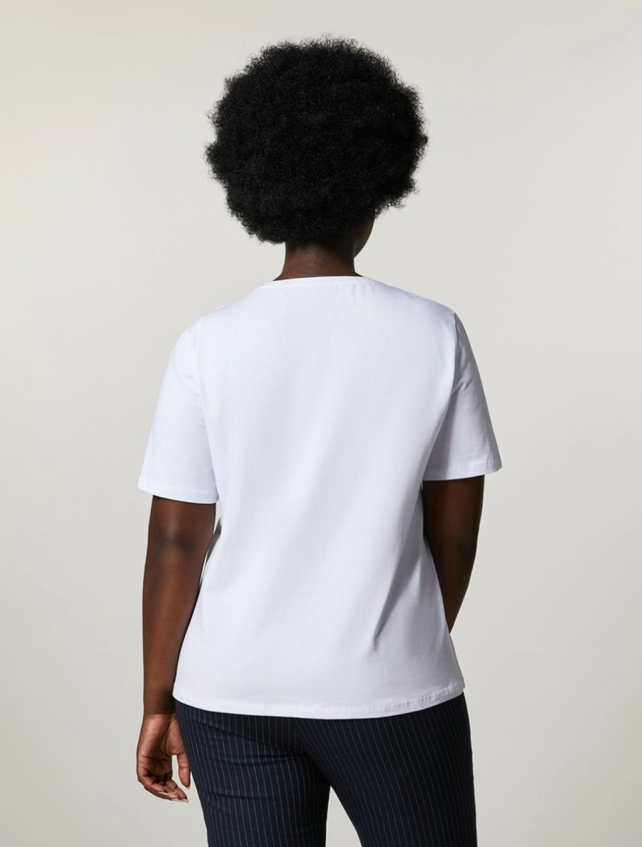 Vetements Marina Rinaldi | T-Shirt En Jersey De Coton Blanc