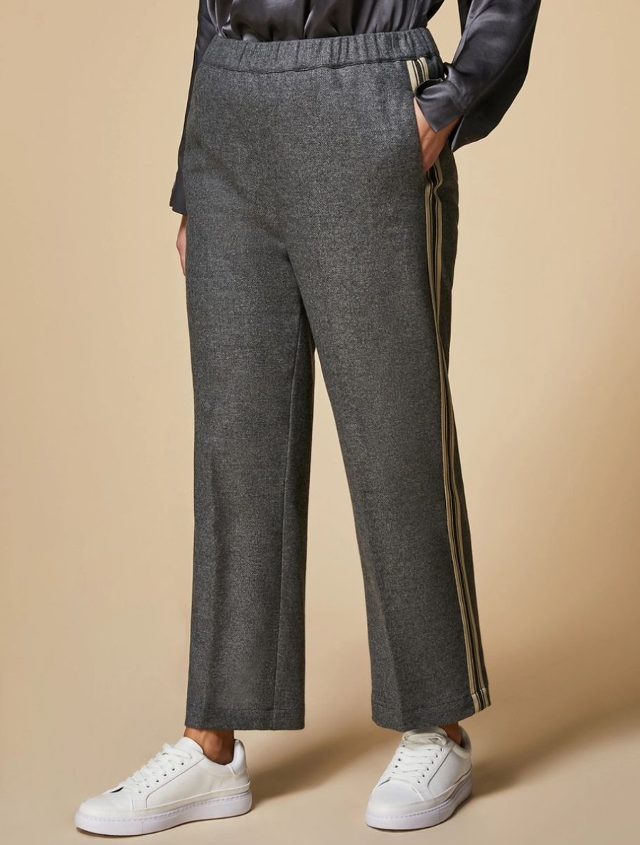 Vetements Marina Rinaldi | Pantalon En Flanelle Gris Moyen