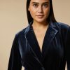 Vetements Marina Rinaldi | Blazer En Jersey De Velours Bleu Nuit