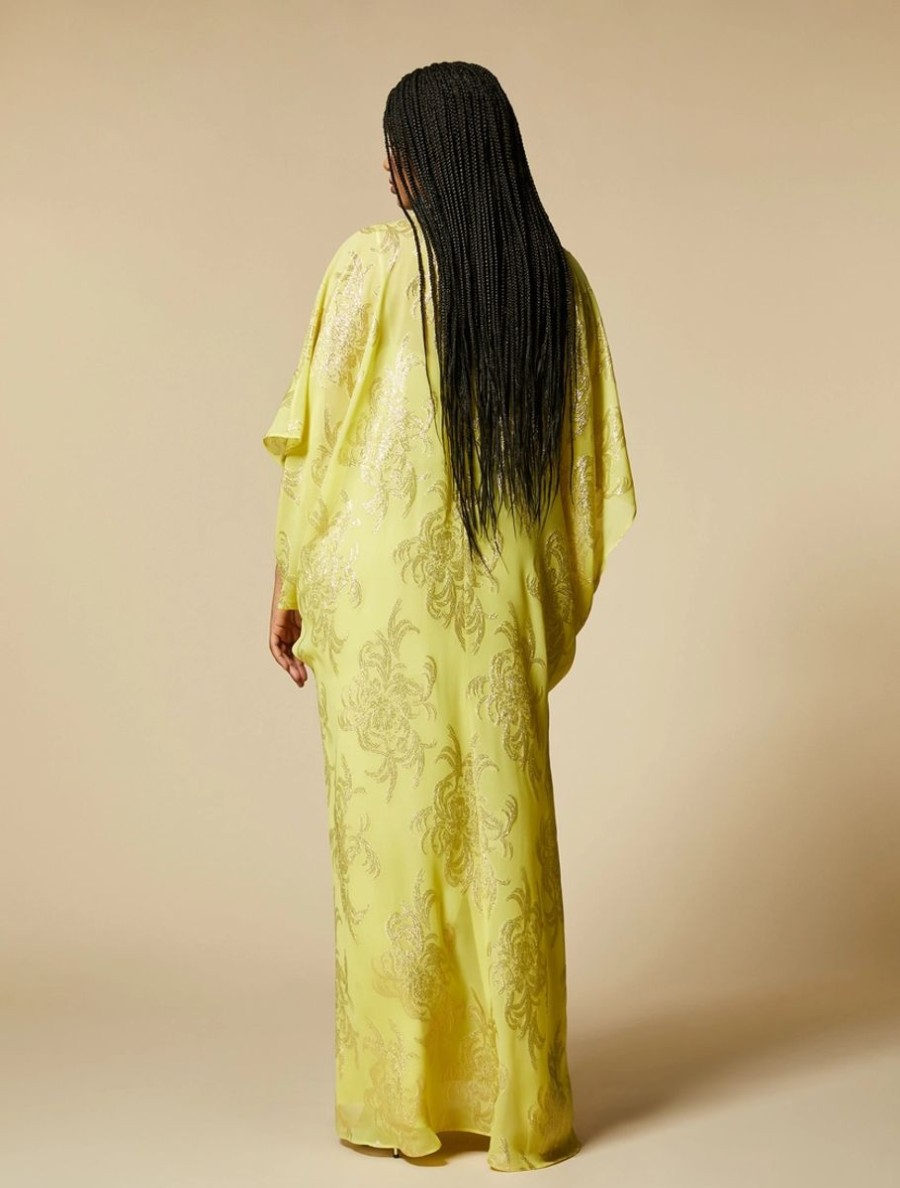 Vetements Marina Rinaldi | Robe En Fil Coupe De Soie Et Robe En Lurex Jaune