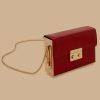 Accessoires Marina Rinaldi | Pochette En Cuir Verni Et Metal Rouge