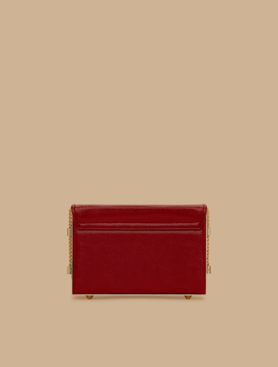 Accessoires Marina Rinaldi | Pochette En Cuir Verni Et Metal Rouge